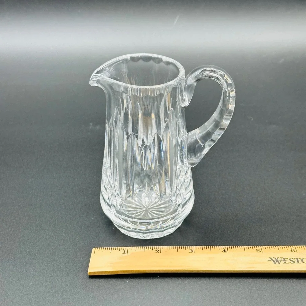 Lead Crystal Creamer Water or Bar Pitcher Diamond Cut Glass 5.5